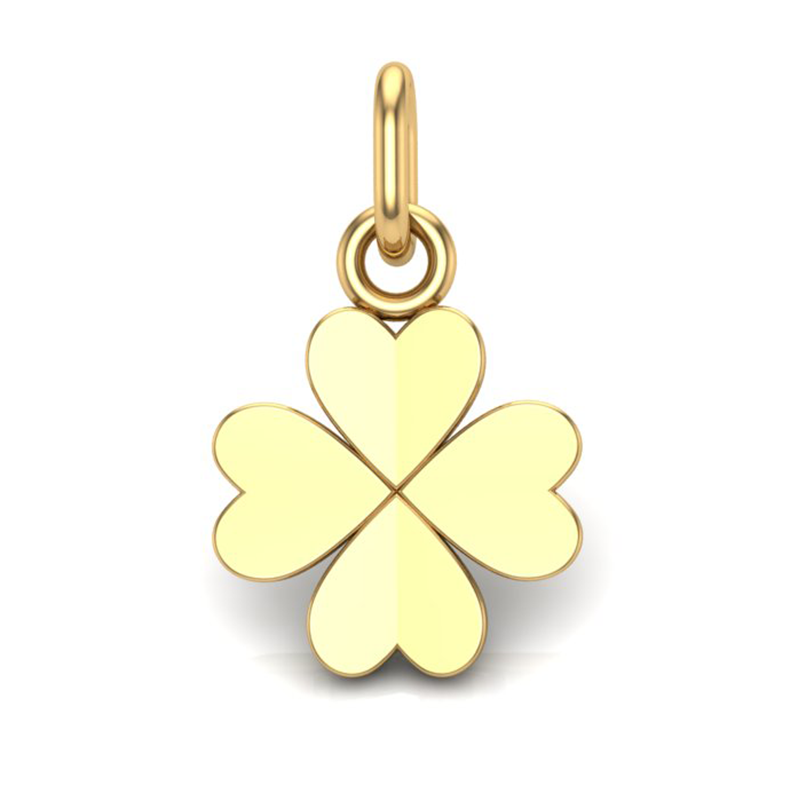 Handcrafted Miniature Solid Lucky Clover Pendant - Gold