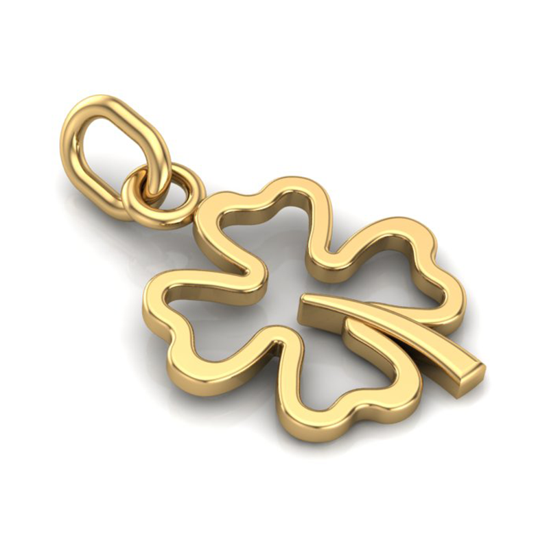 Handcrafted Miniature Hollow Lucky Clover Pendant - Gold