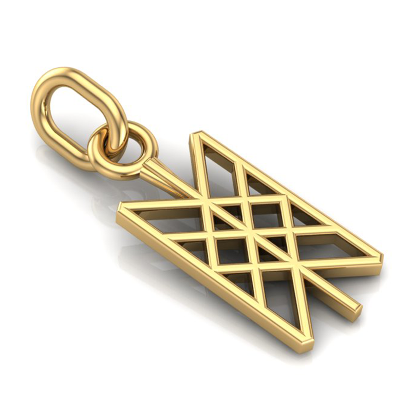 Handcrafted Miniature Gungnir Rune Pendant - Gold