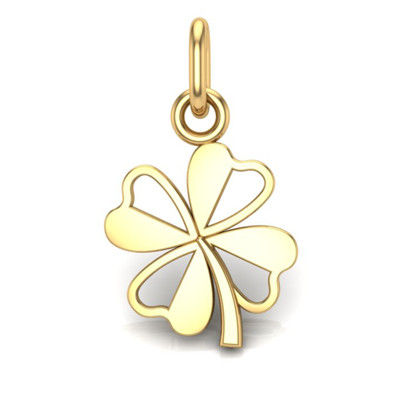 Handcrafted Miniature Shaded Lucky Clover Pendant - Gold