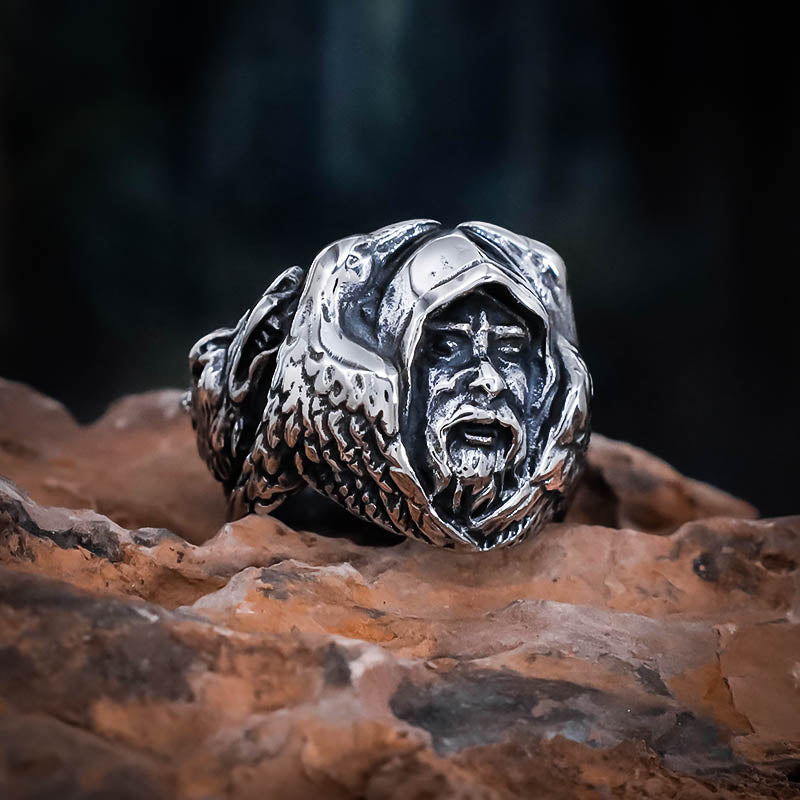 Odin and Ravens Ring - Stainless Steel