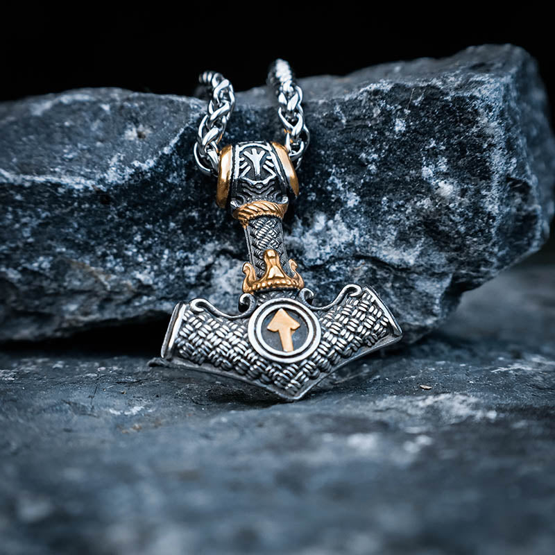 King Thor's Hammer with Valknut - Stainless Steel