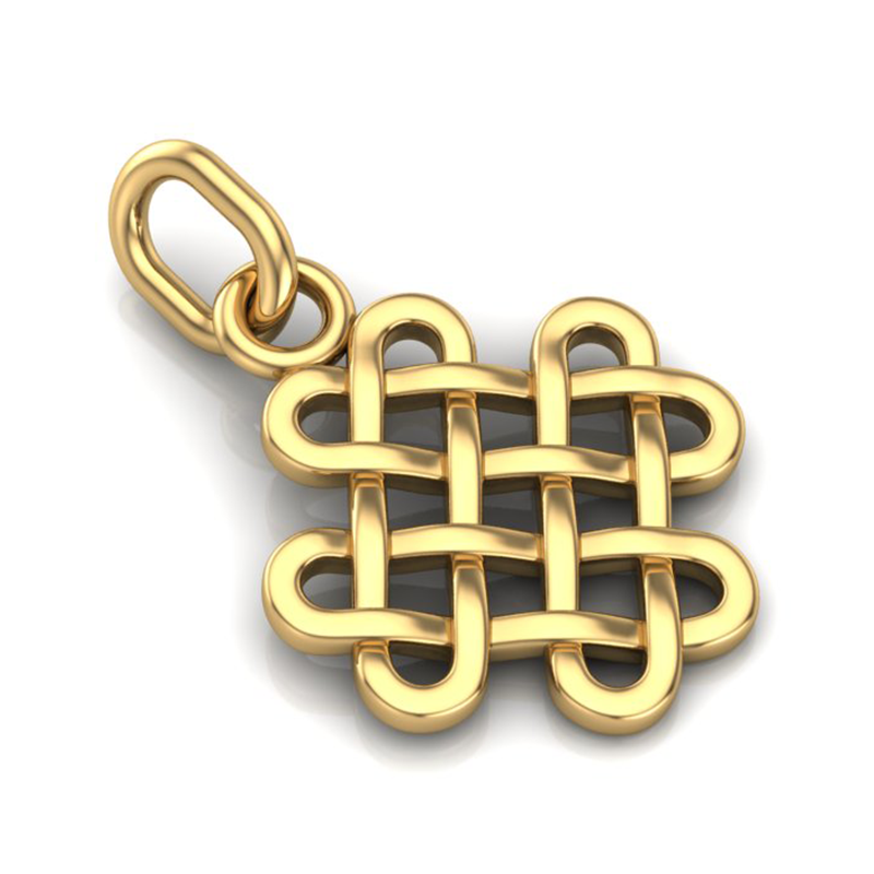 Handcrafted Miniature Celtic Knot Clover Pendant - Gold