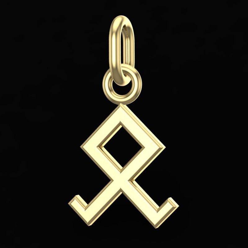 Handcrafted Miniature Othala Pendant - Gold