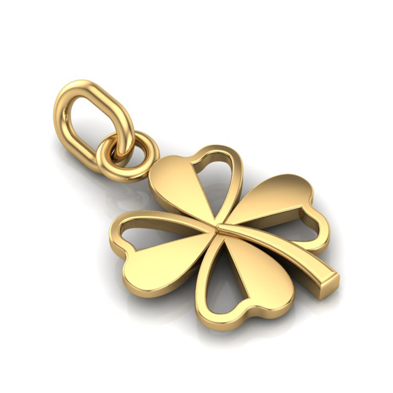 Handcrafted Miniature Shaded Lucky Clover Pendant - Gold