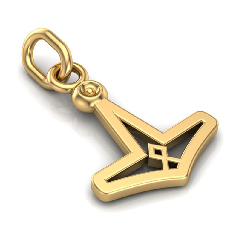 Handcrafted Miniature Othala Mjolnir - Gold