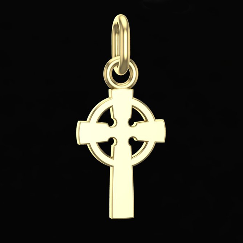 Handcrafted Miniature Celtic Cross Pendant - Gold