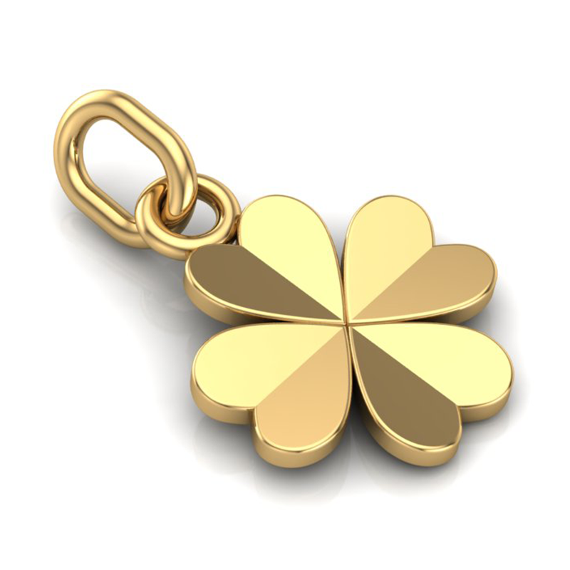 Handcrafted Miniature Solid Lucky Clover Pendant - Gold