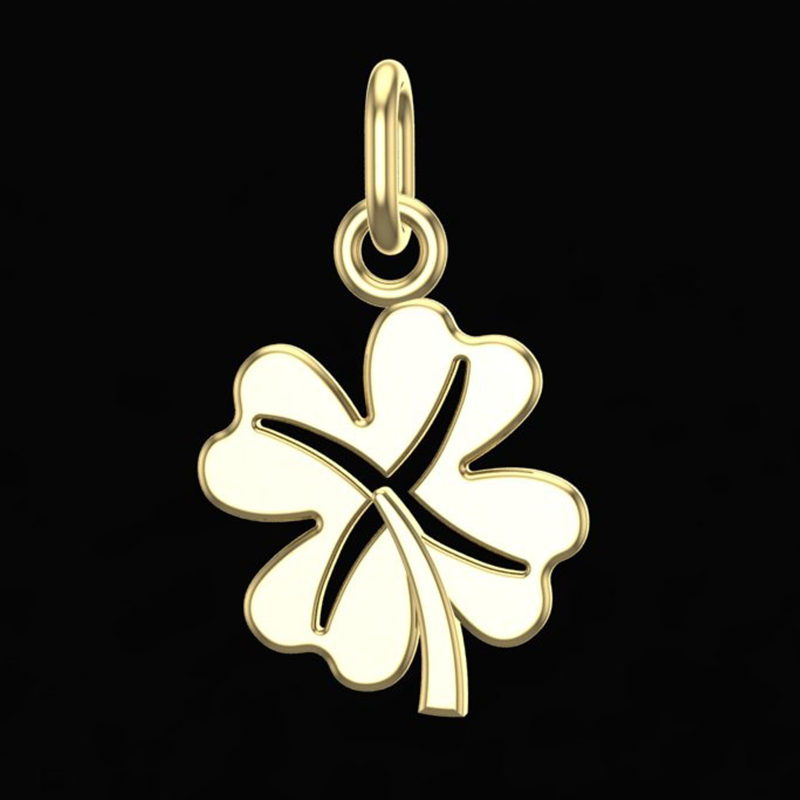 Handcrafted Miniature Lucky Clover Pendant - Gold