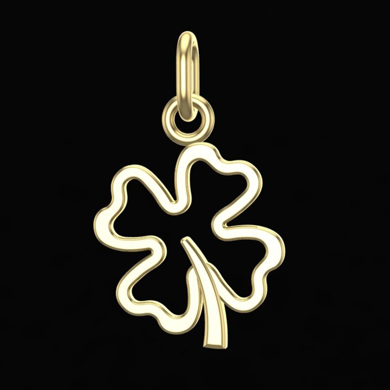 Handcrafted Miniature Hollow Lucky Clover Pendant - Gold