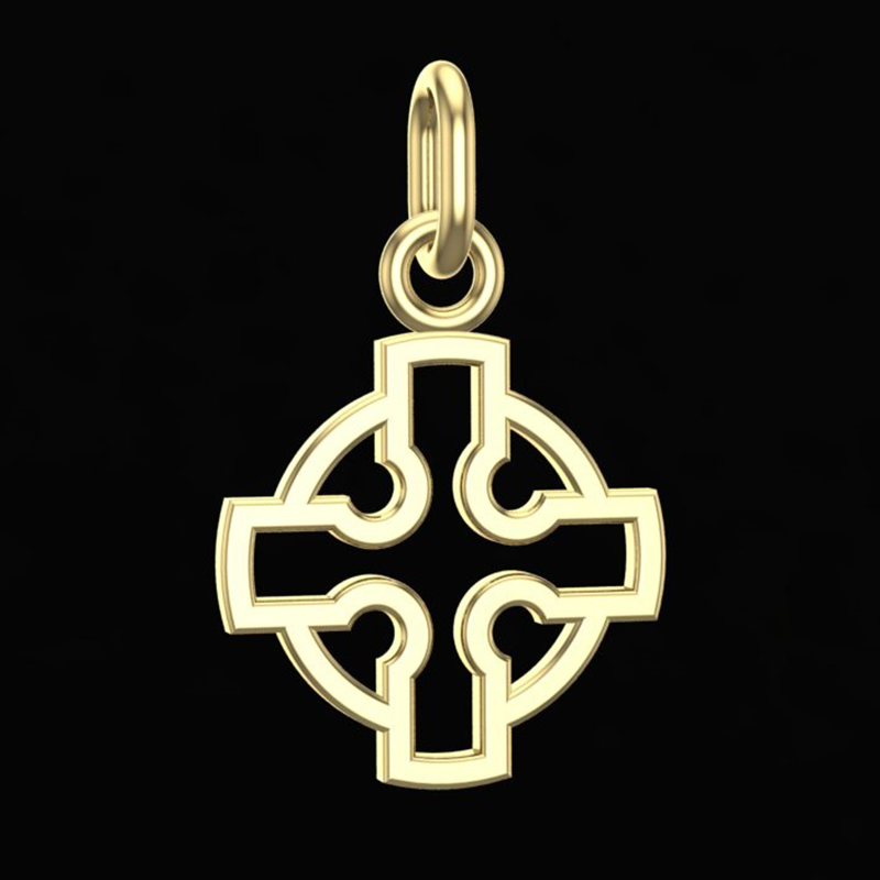 Handcrafted Miniature Hollow Celtic Cross Pendant - Gold