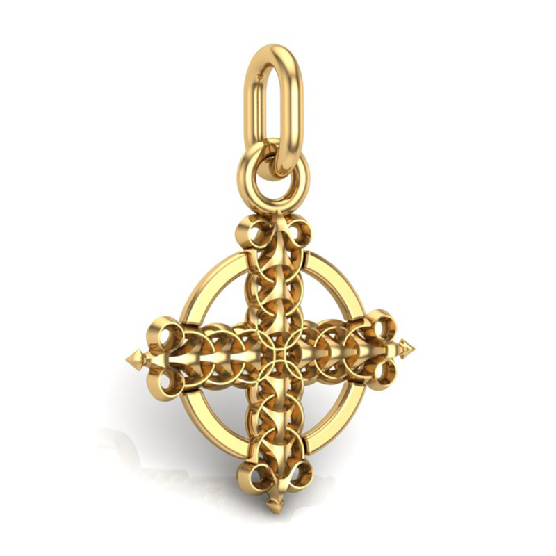 Handcrafted Miniature Mesh Celtic Cross Pendant - Gold