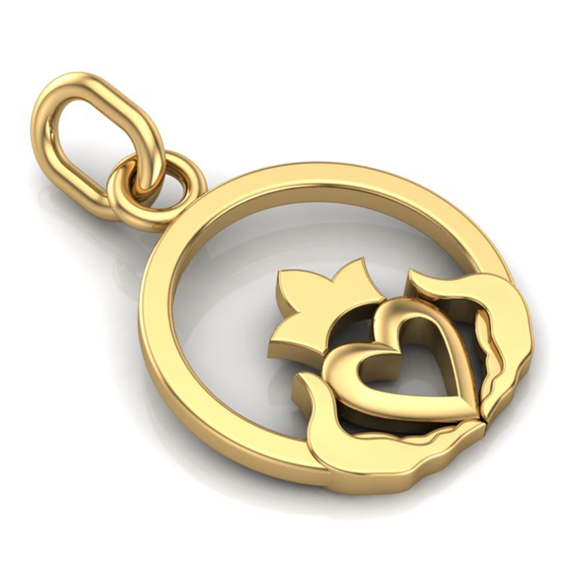 Handcrafted Miniature Round Claddagh Pendant - Gold