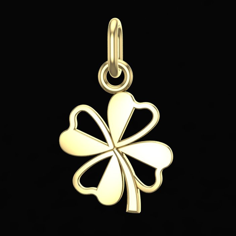 Handcrafted Miniature Shaded Lucky Clover Pendant - Gold