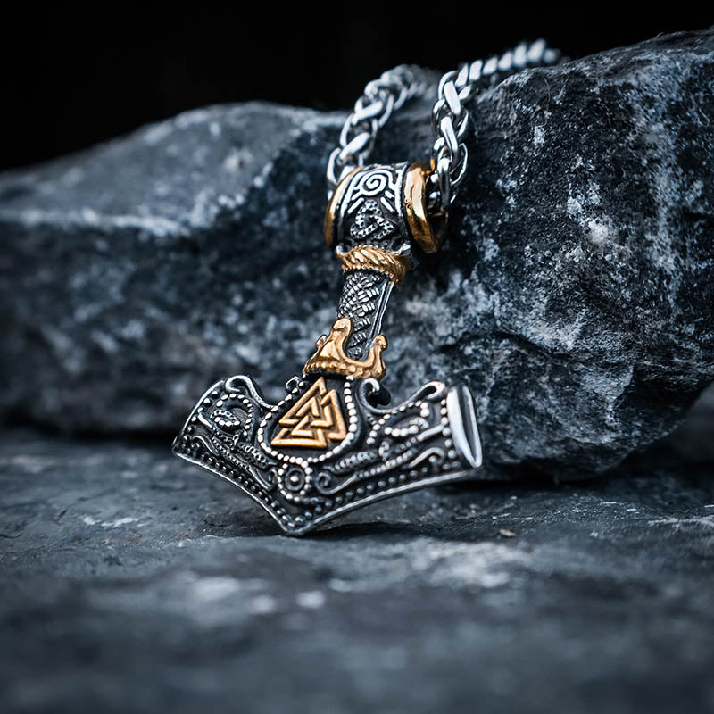 King Thor's Hammer with Valknut - Stainless Steel