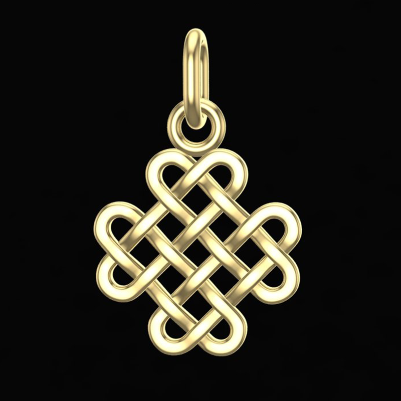 Handcrafted Miniature Celtic Knot Clover Pendant - Gold