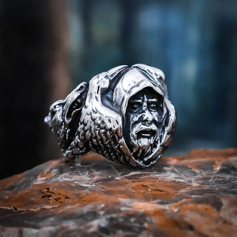 Odin and Ravens Ring - Stainless Steel