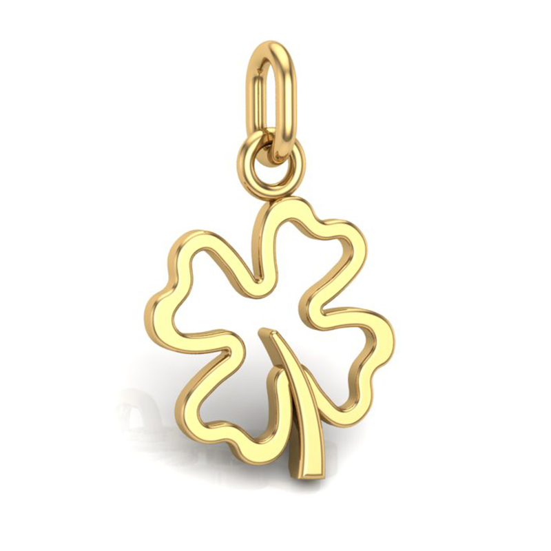 Handcrafted Miniature Hollow Lucky Clover Pendant - Gold