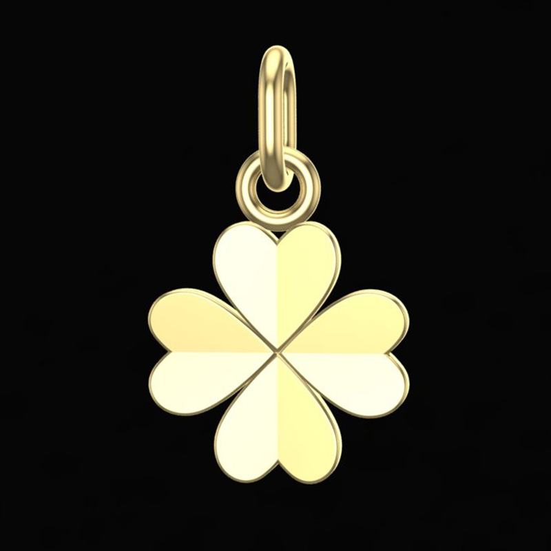 Handcrafted Miniature Solid Lucky Clover Pendant - Gold