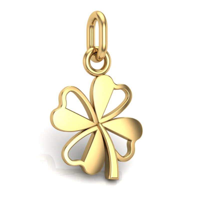 Handcrafted Miniature Shaded Lucky Clover Pendant - Gold