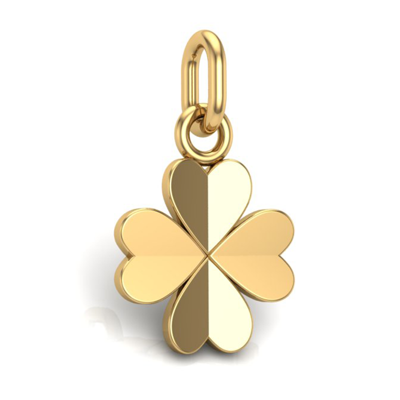 Handcrafted Miniature Solid Lucky Clover Pendant - Gold