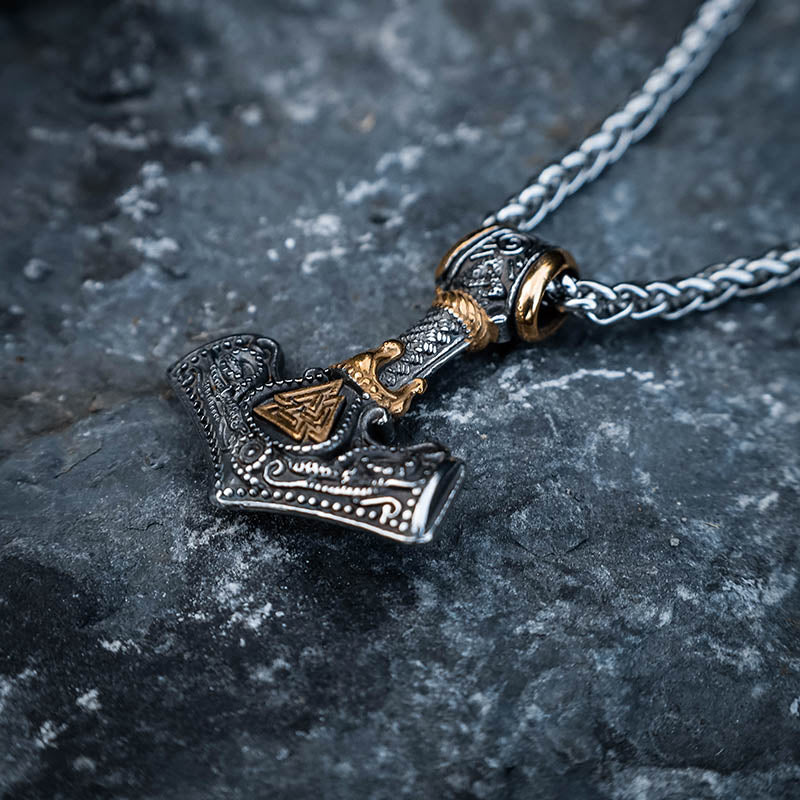 King Thor's Hammer with Valknut - Stainless Steel