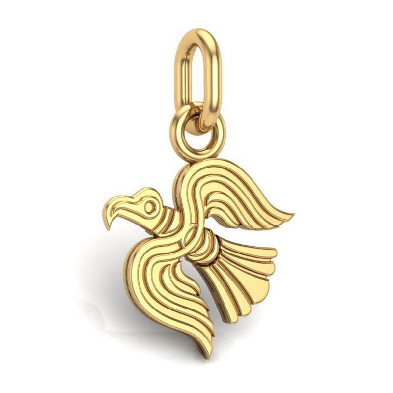 Handcrafted Miniature Soaring Raven Pendant - Gold