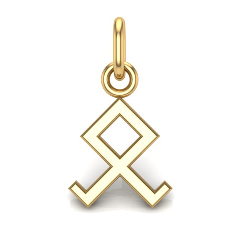 Handcrafted Miniature Othala Pendant - Gold