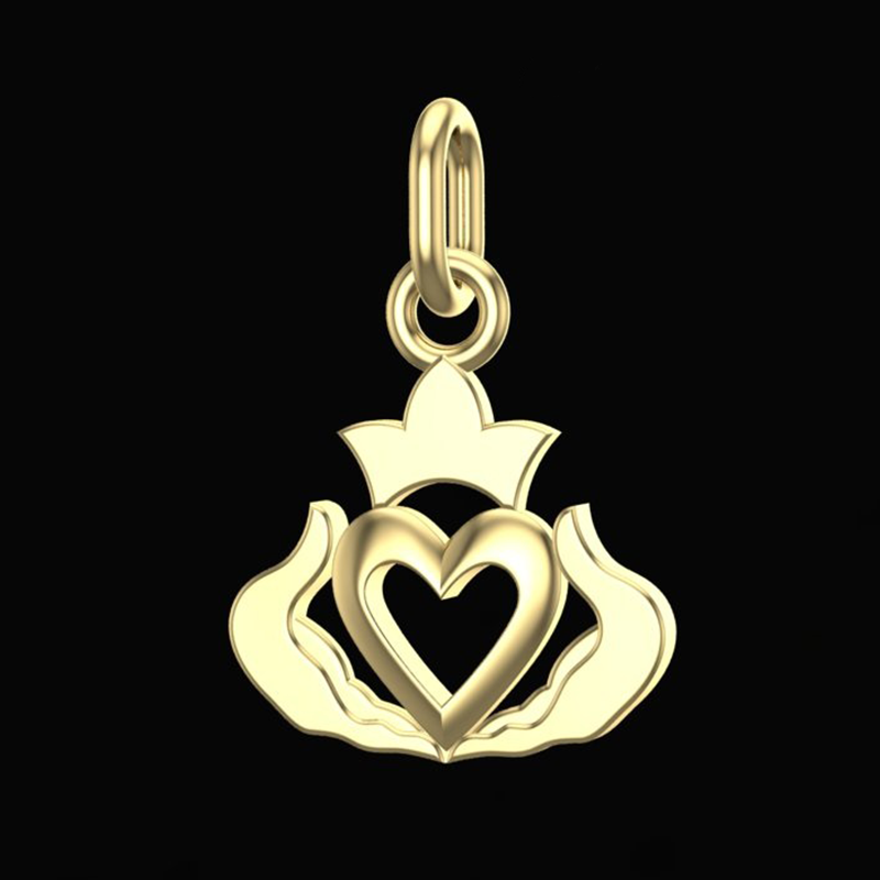 Handcrafted Miniature Claddagh Pendant - Gold