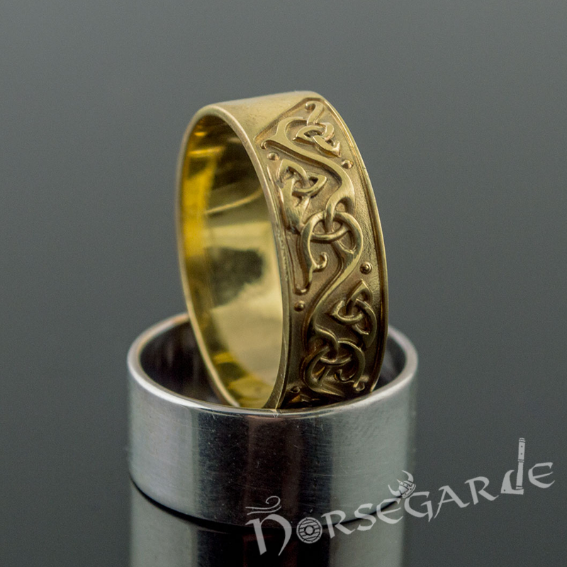 Handcrafted Urnes Art Ornamental Band - Gold