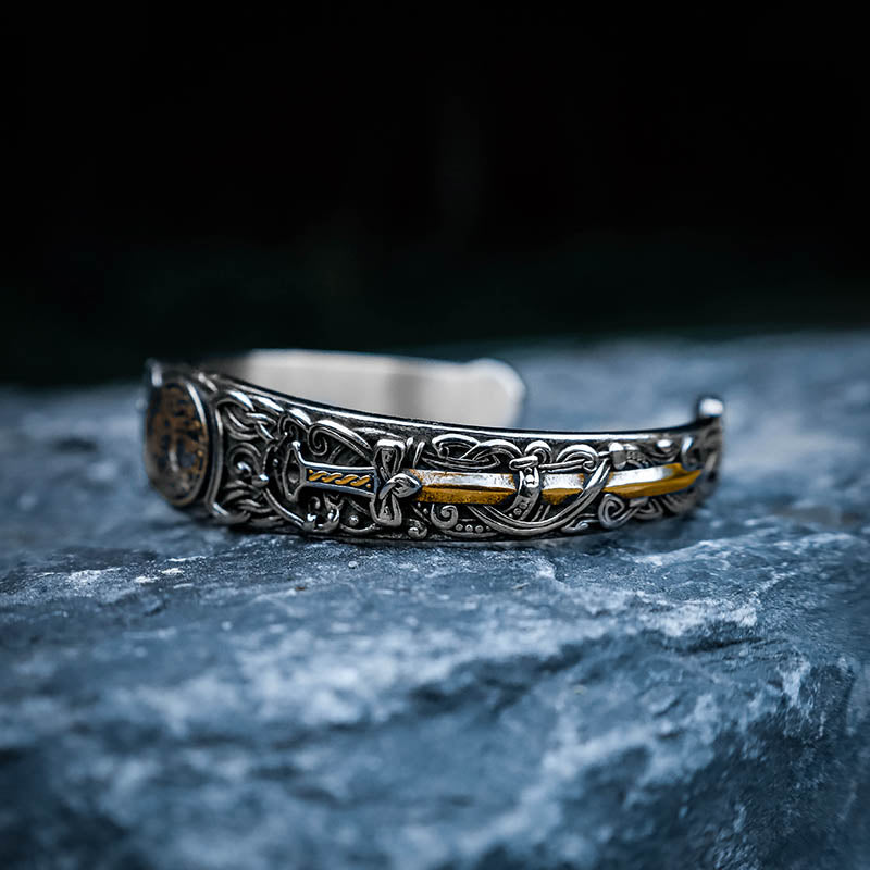 Nine Realms Warrior Cuff Bangle - Stainless Steel