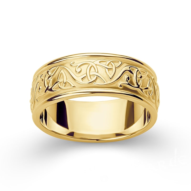 Handcrafted Celtic Carvings Band - Gold
