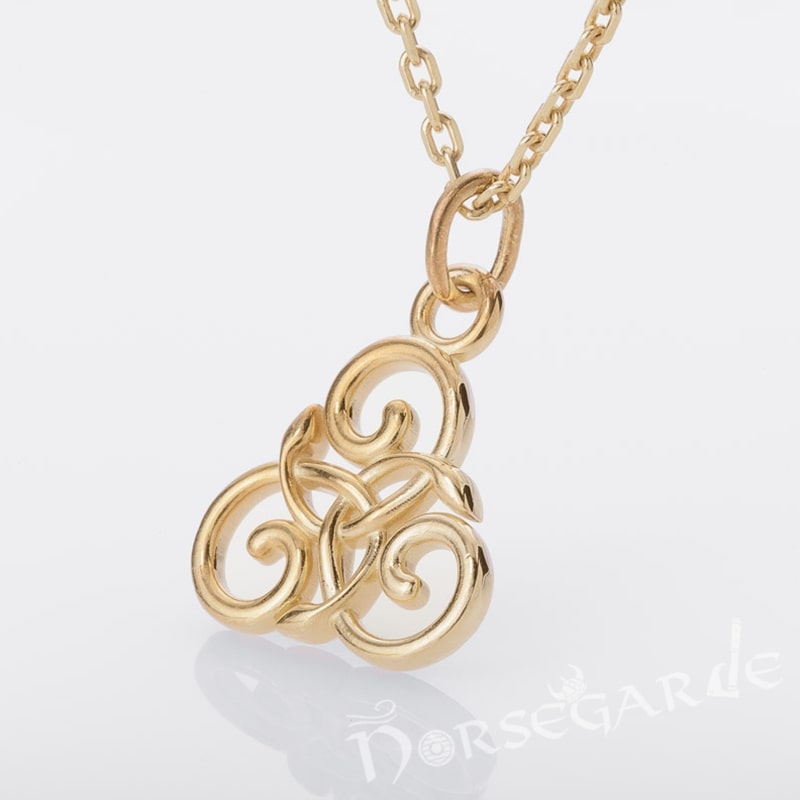 Handcrafted Miniature Triskelion Pendant - Gold