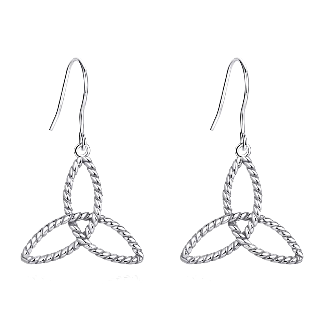 Celtic Triquetra Drop Earrings - Sterling Silver