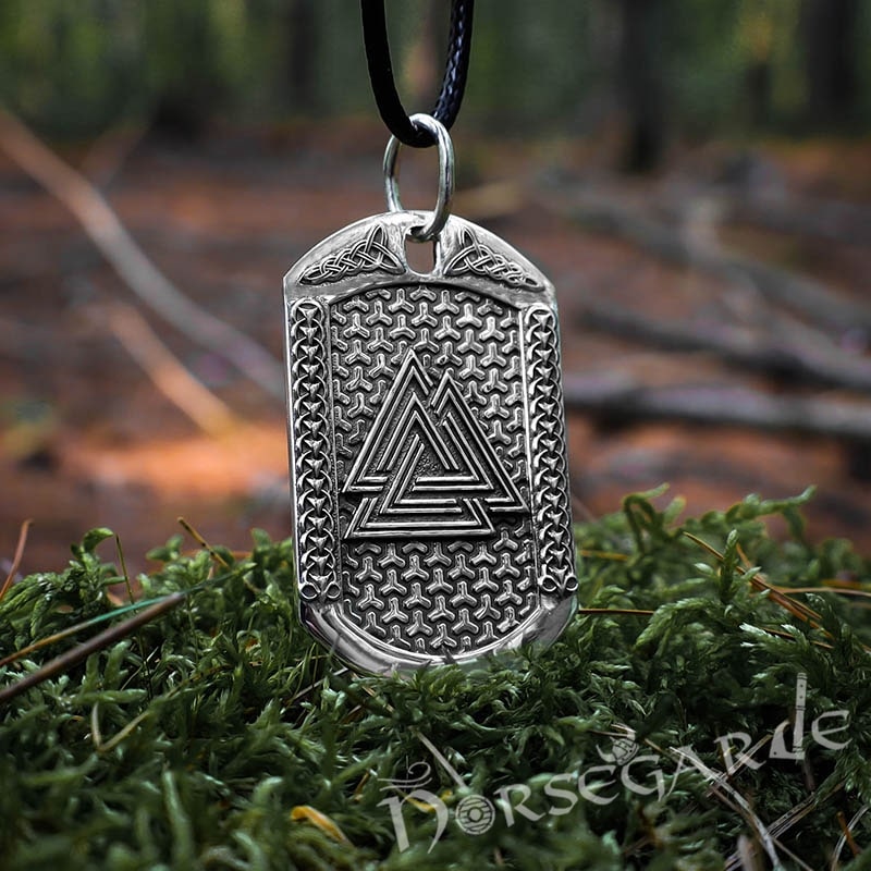 Handcrafted Valknut Dog Tag - Sterling Silver