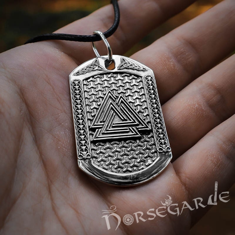 Handcrafted Valknut Dog Tag - Sterling Silver