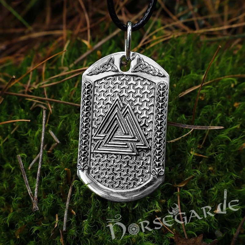 Handcrafted Valknut Dog Tag - Sterling Silver