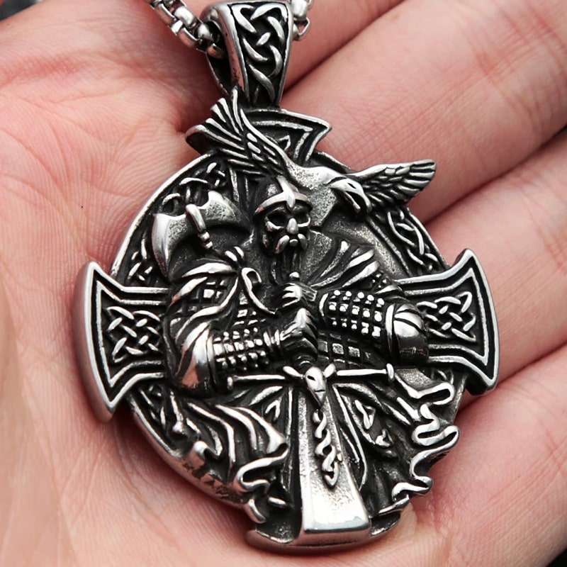 Odin Celtic Cross Pendant - Stainless Steel