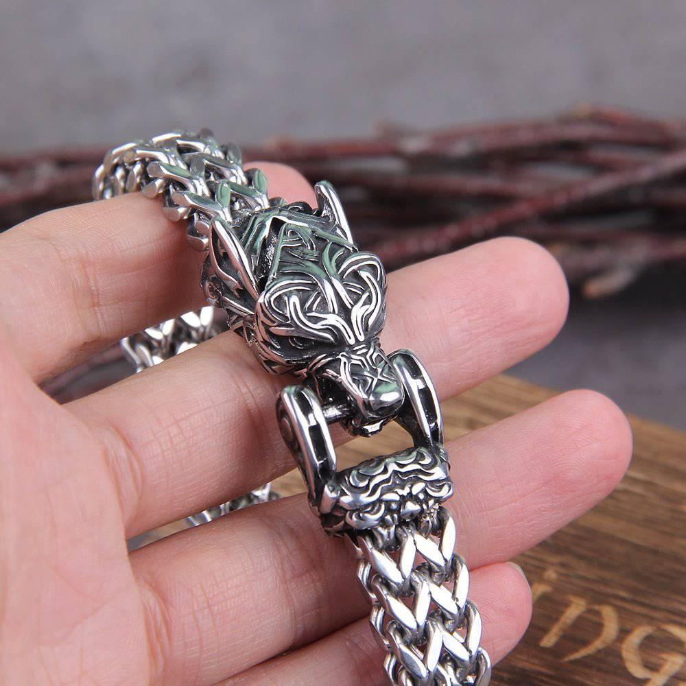 Viking Celtic Fenrir Bracelet - Norse Mythology Wolf Wristband