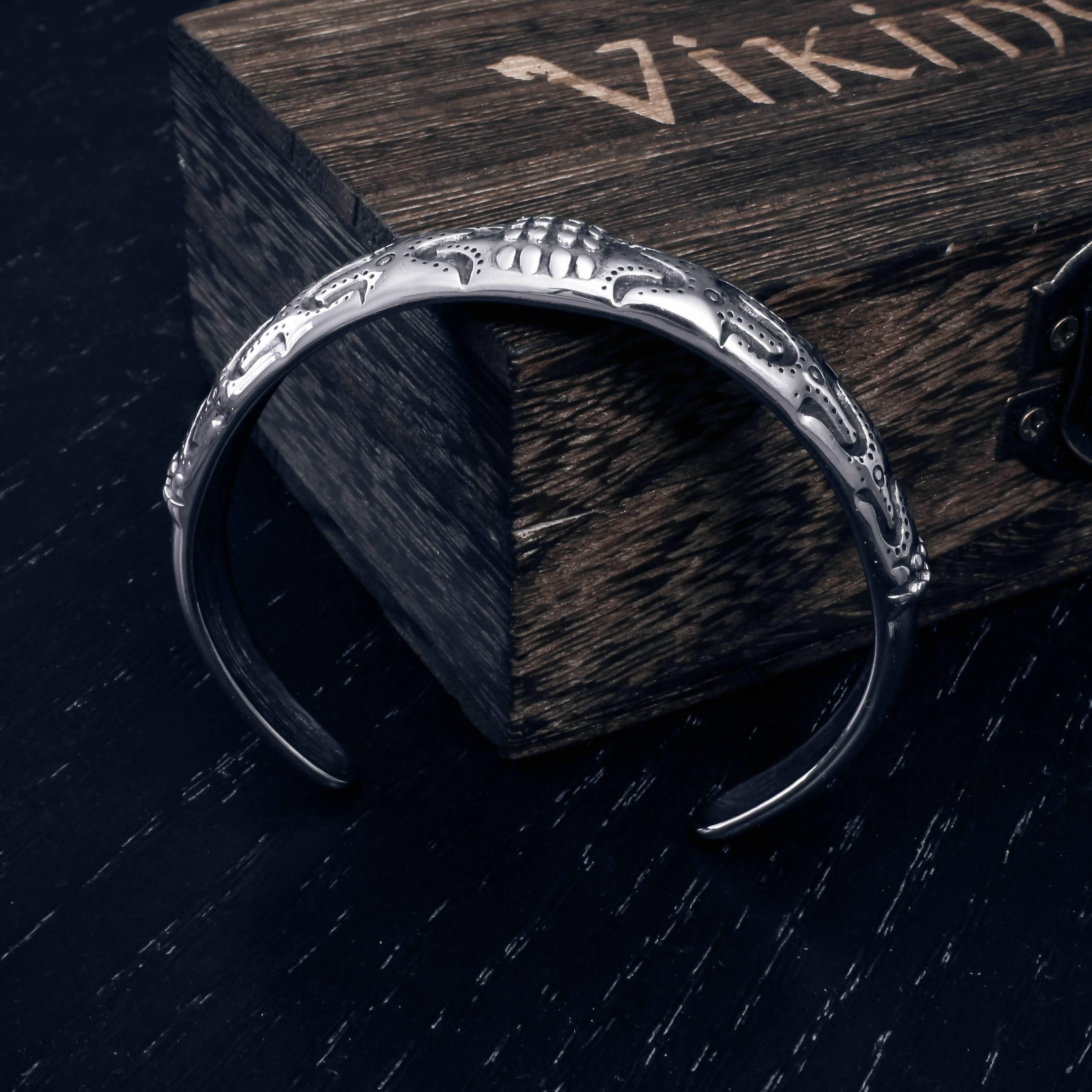 Men's black leather bracelet in Scandinavian style. Sami buckskin bracelet.  Pagan jewelry. Viking bracelets. - Black/17.5 cm - Yahoo Shopping