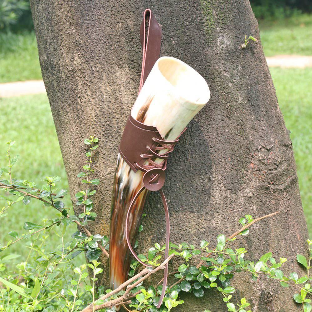 Viking Drinking Horn with Accessories - Real Horn Drinkware