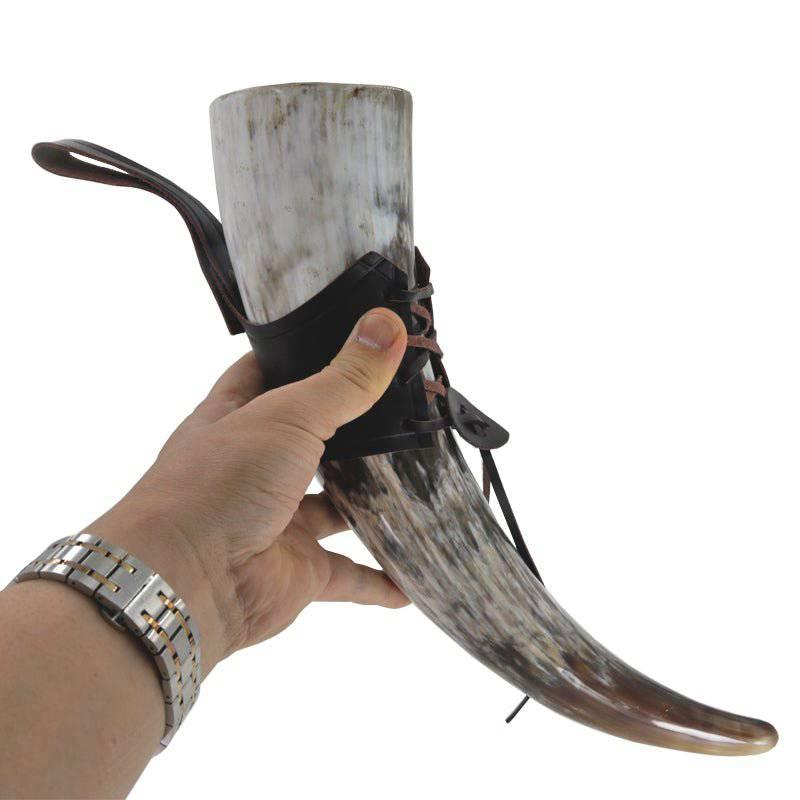 Viking Drinking Horn with Accessories - Real Horn Drinkware