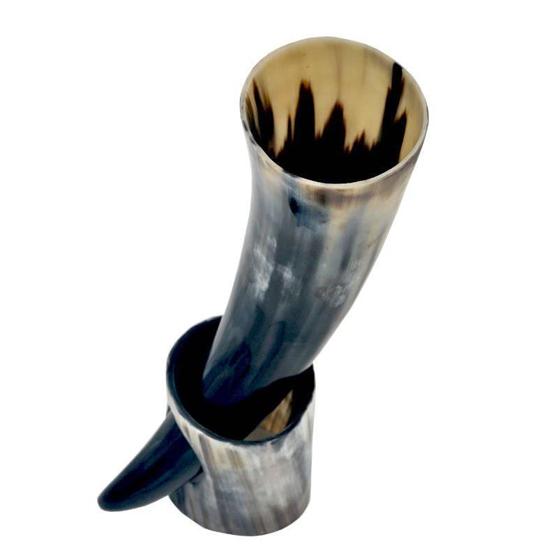 Viking Drinking Horn with Accessories - Real Horn Drinkware