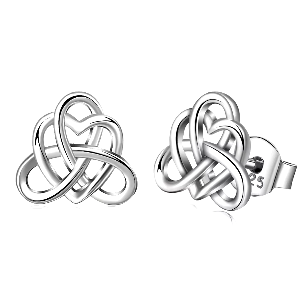 Celtic Knot Heart Stud Earrings - Sterling Silver