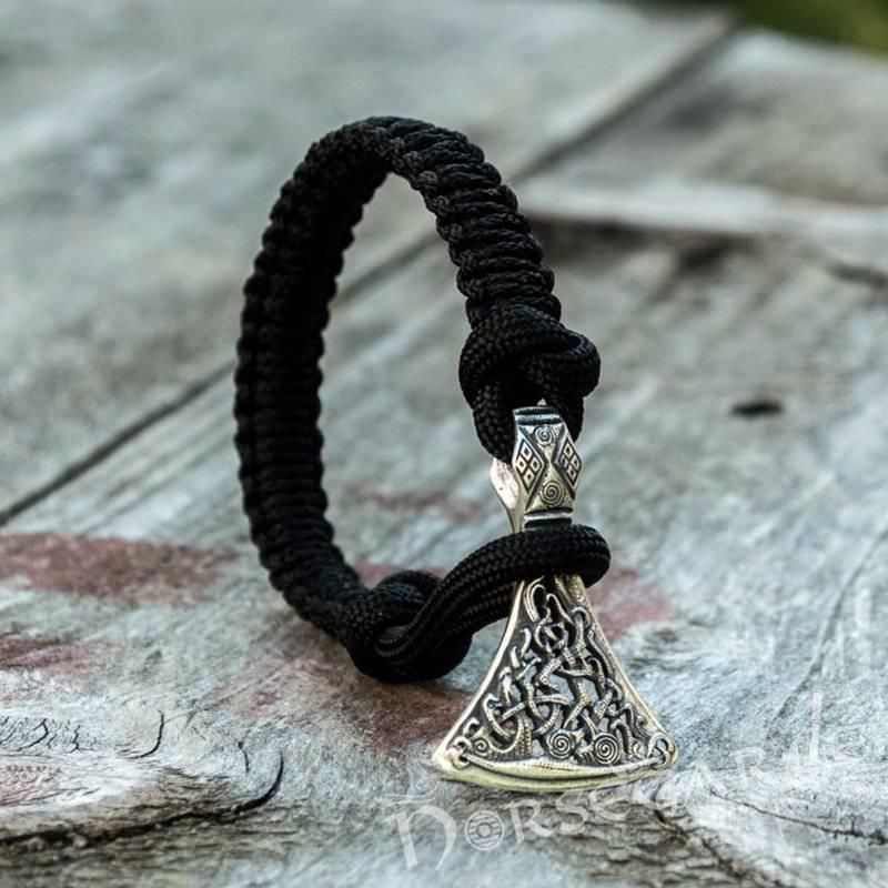 Handcrafted Dark Olive Paracord Bracelet with Mjölnir - Sterling Silver