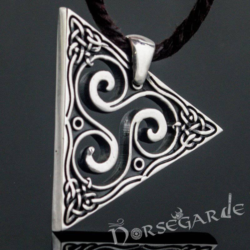 Handcrafted Celtic Triangle Triskelion Pendant - Sterling Silver