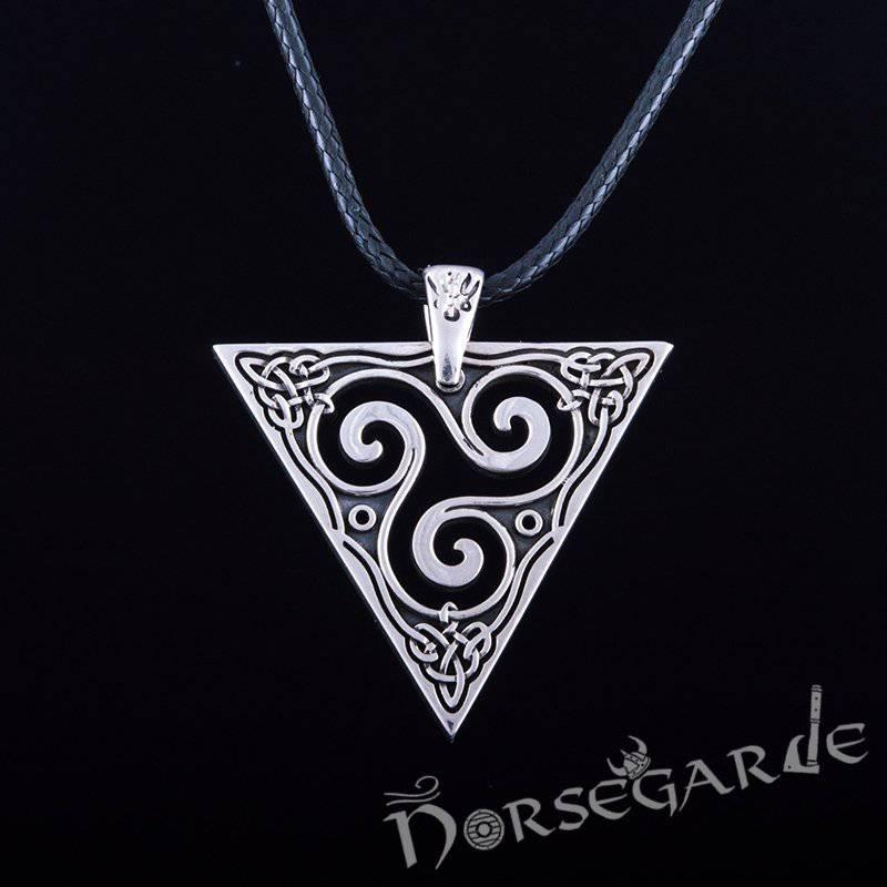 Handcrafted Celtic Triangle Triskelion Pendant - Sterling Silver