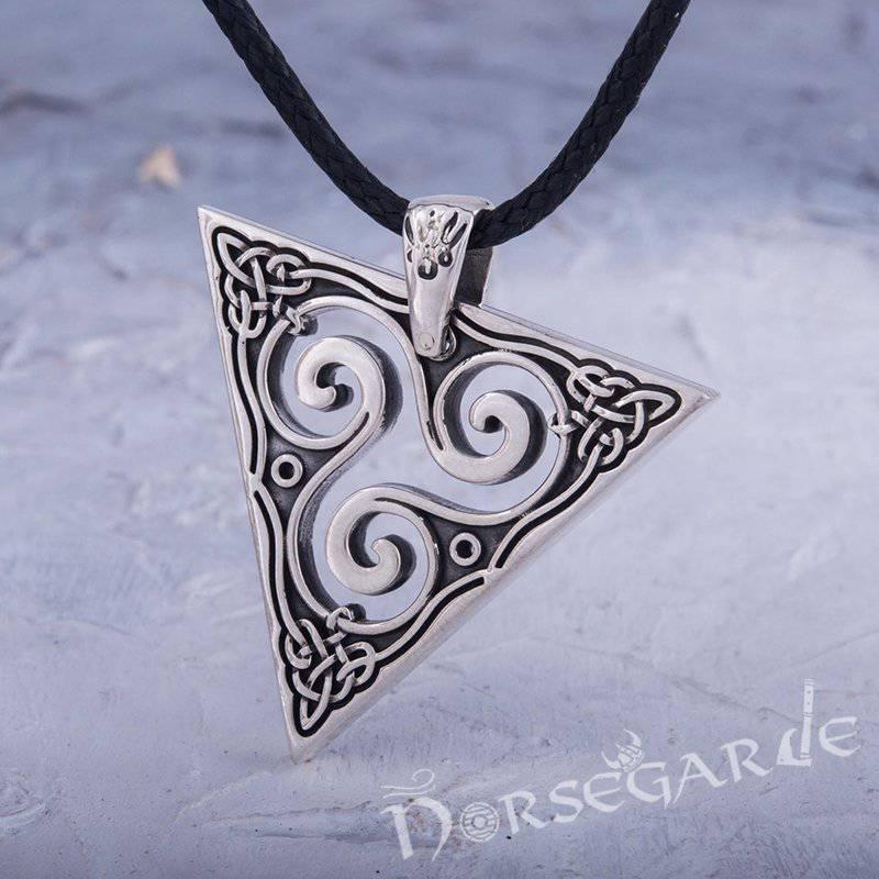 Handcrafted Celtic Triangle Triskelion Pendant - Sterling Silver