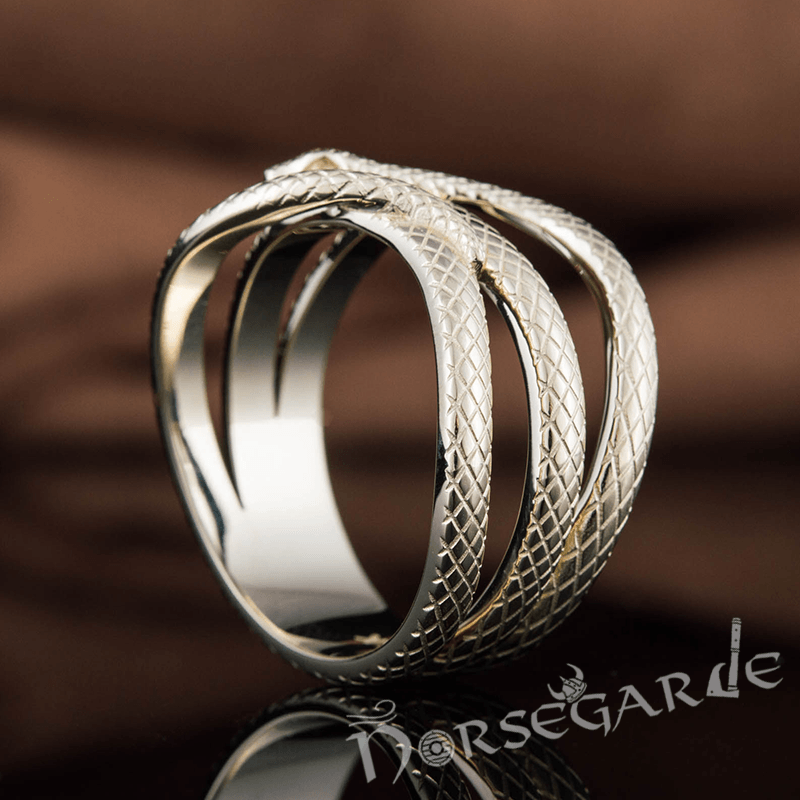 Handcrafted Coiled Jormungandr Ring - Gold - Norsegarde