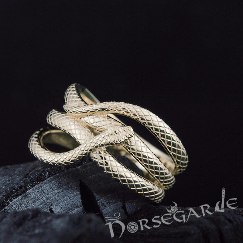 Handcrafted Coiled Jormungandr Ring - Gold - Norsegarde